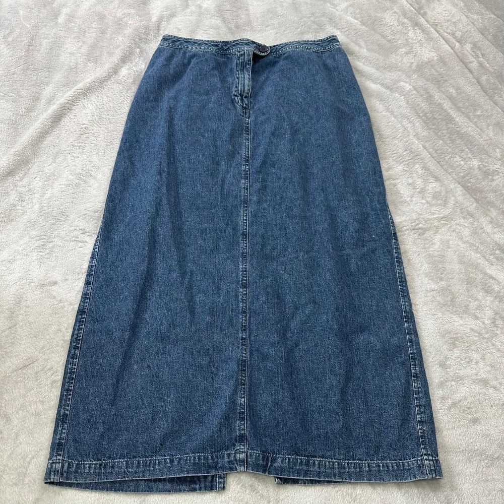 Casual Corner Annex‎ Denim Maxi Skirt Womens 12P High Waist Back Slit 90s Y2K